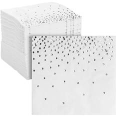 Silver Paper Napkins Juvale 100 Pack Silver Polka Dot Cocktail Napkins, Confetti Foil Wedding Reception, Party Supplies (5x5 In)