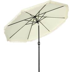 OutSunny Parasols & Accessories OutSunny 9 Patio Umbrella Tilt Double Top Ruffled Umbrella Cream