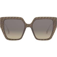 Fendi Geometrisk Oversize Solbriller med Ikonisk Logo - Brun