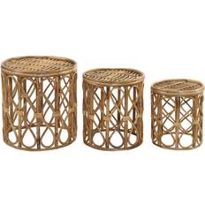 Indskudsborde på tilbud Dkd Home Decor Set of 3 Natural wicker Indskudsbord