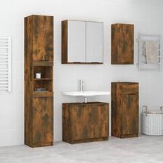 vidaXL 5 Piece Bathroom Cabinet Set Smoked Oak