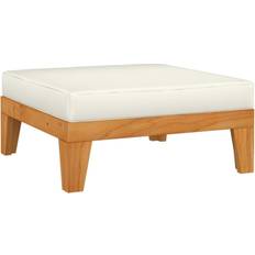 Legno Sgabelli da Esterno vidaXL Poggiapiedi Con Cuscino Bianco Crema in Massello d'Acacia cod mxl 75238