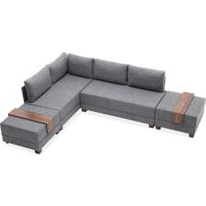 Gris Canapés LOTO LIVING D'angle Convertible En Tissu Gris Fly Canapé