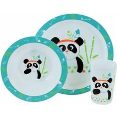 Goedkoop Baby servies Fun House Panda thema plastic kinderservies set 3-delig bord/kom/beker