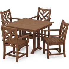 Patio Dining Sets Polywood Chippendale Farmhouse Trestle Patio Dining Set