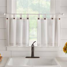 Elrene Tucker Solid Button Window Kitchen Valance 15 x 60