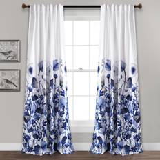 Navy blue curtains for bedroom Lush Decor Navy Zuri Flora Curtains Light Filtering Window Panel Set 84 x 52 in Pair