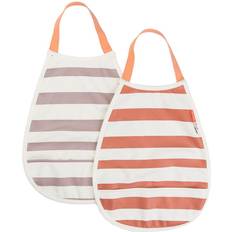 Done By Deer Pull-over babero 2-pack Stripes Papaya rosa