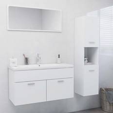 vidaXL Set Mobili Da Bagno Bianco In Truciolato