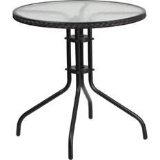 Round glass patio table Flash Furniture 28'' Round Tempered