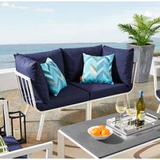 Aluminum Outdoor Lounge Sets modway Riverside Collection EEI-3781-WHI-NAV 2 Outdoor Lounge Set