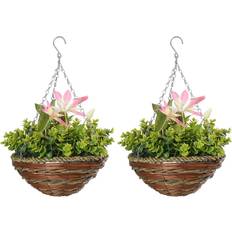 Hanging Artificial Plants OutSunny Clematis Flowers Artificial Plant 2pcs