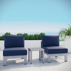 Silver Outdoor Lounge Sets modway Collection EEI-2598-SLV-NAV 3 Outdoor Lounge Set