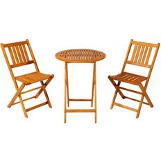 Wood Bistro Sets OutSunny 3-Pieces Folding Acacia Bistro Set