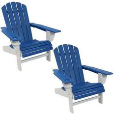 White adirondack chairs Sunnydaze All-Weather Blue/White Adirondack