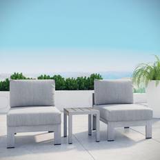 Silver Outdoor Lounge Sets modway Shore Collection EEI-2598-SLV-GRY Outdoor Lounge Set