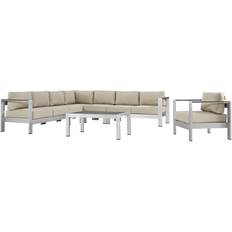 Silver Outdoor Lounge Sets modway Shore Collection EEI-2562-SLV-BEI 7 Outdoor Lounge Set