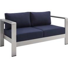 Aluminum Outdoor Sofas modway Collection EEI-4226-SLV-NAV Sunbrella