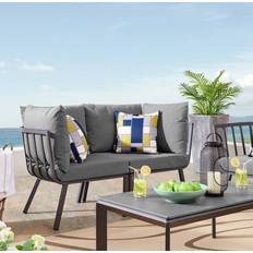 Aluminum Outdoor Lounge Sets modway Riverside Collection EEI-3781-SLA-CHA 2 Outdoor Lounge Set