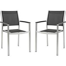 Silver Patio Chairs modway Collection EEI-2586-SLV-BLK-SET