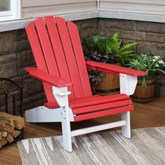 White adirondack chairs Sunnydaze All-Weather Red/White Adirondack