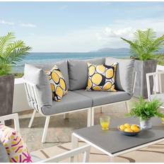 Aluminum Outdoor Lounge Sets modway Riverside Collection EEI-3781-WHI-GRY 2 Outdoor Lounge Set