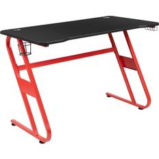 Röda Gamingbord Flash Furniture 52"W Ergonomic PC Gaming Desk - Black/red, 1308x603x762mm