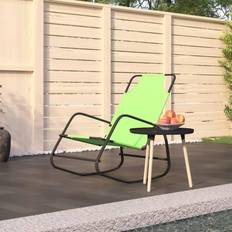 Green Sun Chairs vidaXL Rocking Sun Lounger Green Steel Textilene