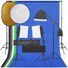 Studio & Belysning vidaXL Fotostudiesæt med lampesæt baggrund og reflektor
