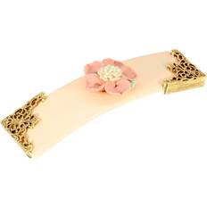 1928 Ivory with Pink & White Porcelain Flower Barrette