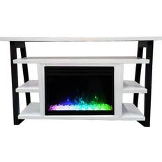 Fireplaces Hanover 32-In. Industrial Chic Electric Fireplace Heater with Deep Crystal Display and 10 LED Color Effects White/Black