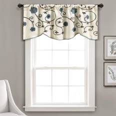 Lush Decor Royal Garden Valance Floral Window Kitchen Curtain 42 W x 18 L Blue