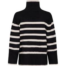 Neo Noir Fanning Stripe Knit Blouse - Black