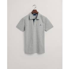 Gant Grey Polo Shirts Gant Herre Contrast piqué Rugger med krave Grå