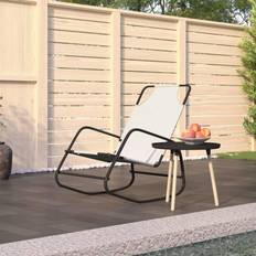 VidaXL Sun Chairs vidaXL Rocking Sun Lounger Cream Steel Textilene