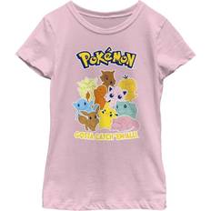 Pokémon Children's Clothing Pokémon Poke Mang Girls Short Sleeve Tee Shirt, Light Pink