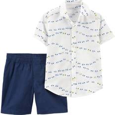 Carter's Toddler 2-piece Button-Front Shirt & Short Set - White/Navy