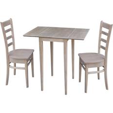 Furniture International Concepts Washed Gray Taupe Small Drop Leaf Dining Set