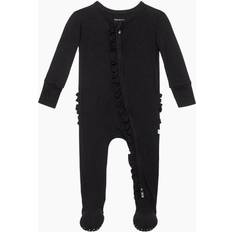 Posh Peanut Unisex Ruffled Zippered Footie Baby Black Newborn