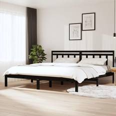 vidaXL Estructura De Cama De Madera Maciza Negra Super King 180x200 cm