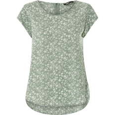 Only Printed Top with Short Sleeves - Green/Lily Pad