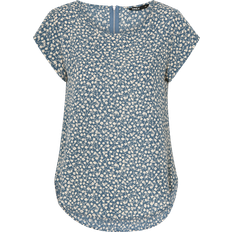 Azul - Mujer Blusas Only Printed Top with Short Sleeves - Grey/Blue Mirage