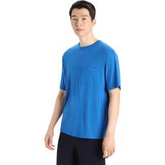 Herre - Slim T-skjorter Icebreaker Merino Granary T-Shirt mit Brusttasche für Herren Größe Lazurite 100% Merinowolle