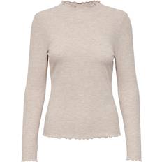 Polokrave T-shirts Only Onlemma Højhalset Overdel Med Bølgekant - Beige