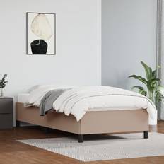 vidaXL Estructura De Cama De Cuero Sintético Capuchino 100x200 cm - Marrón