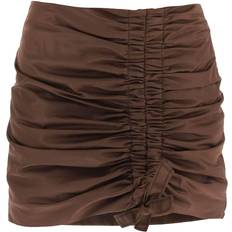 Ganni Ruched Nylon Mini Skirt - Brun