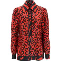Leopard - Röda Skjortor Dolce & Gabbana Leopard-Print Silk Shirt Red
