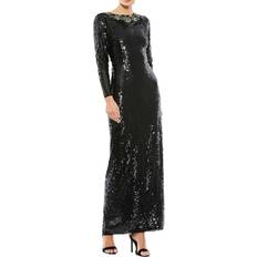 Mac Duggal Womens Sequined Maxi Evening Dress black