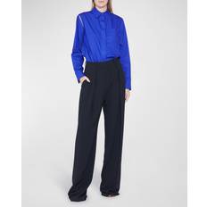 Victoria Beckham Black Wide-Leg Pleated Trousers Black