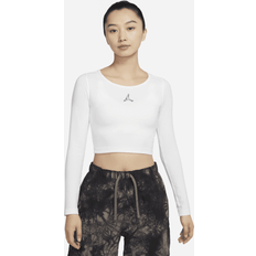 Nike Jordan Flight Women's Cropped Long Sleeve Top - Wit